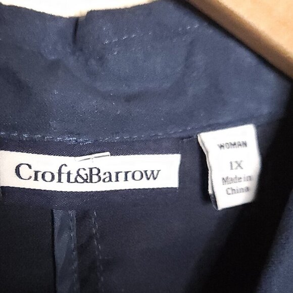 Croft & Barrow Blue Suede Feel Long Sleeve Button Down Lightweight Jacket 1X - Picture 4 of 6